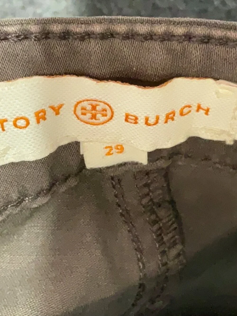 Tory Burch Casual Legging Pants Washed Gray Zip Hem Stretch Skinny Size 29